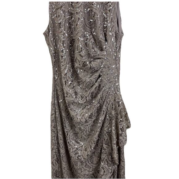 Alex Evenings Lace Draped Long Evening Dress Size 4 Buff Light Pink 81122434 - Picture 4 of 8